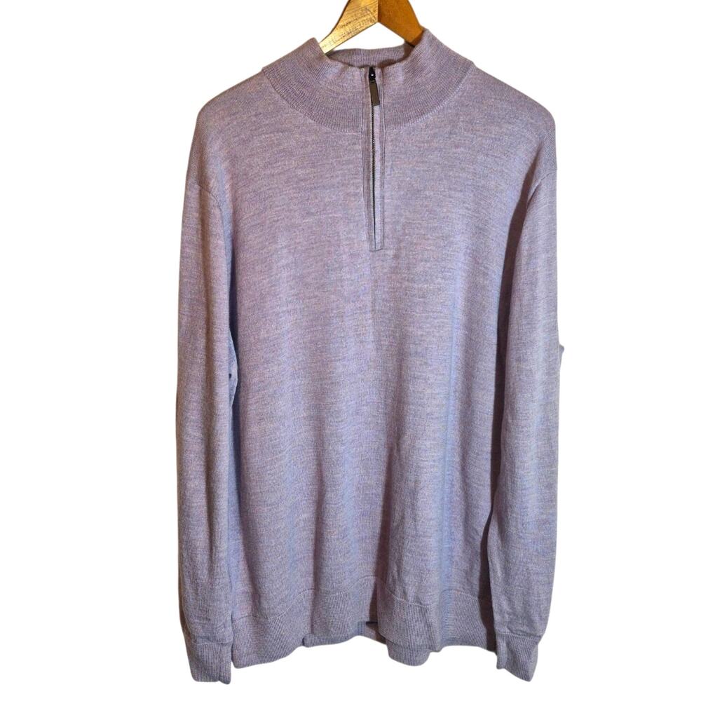 Fairlane Men's 100% Merino Wool Quarter Zip Sweater Lilac XXL